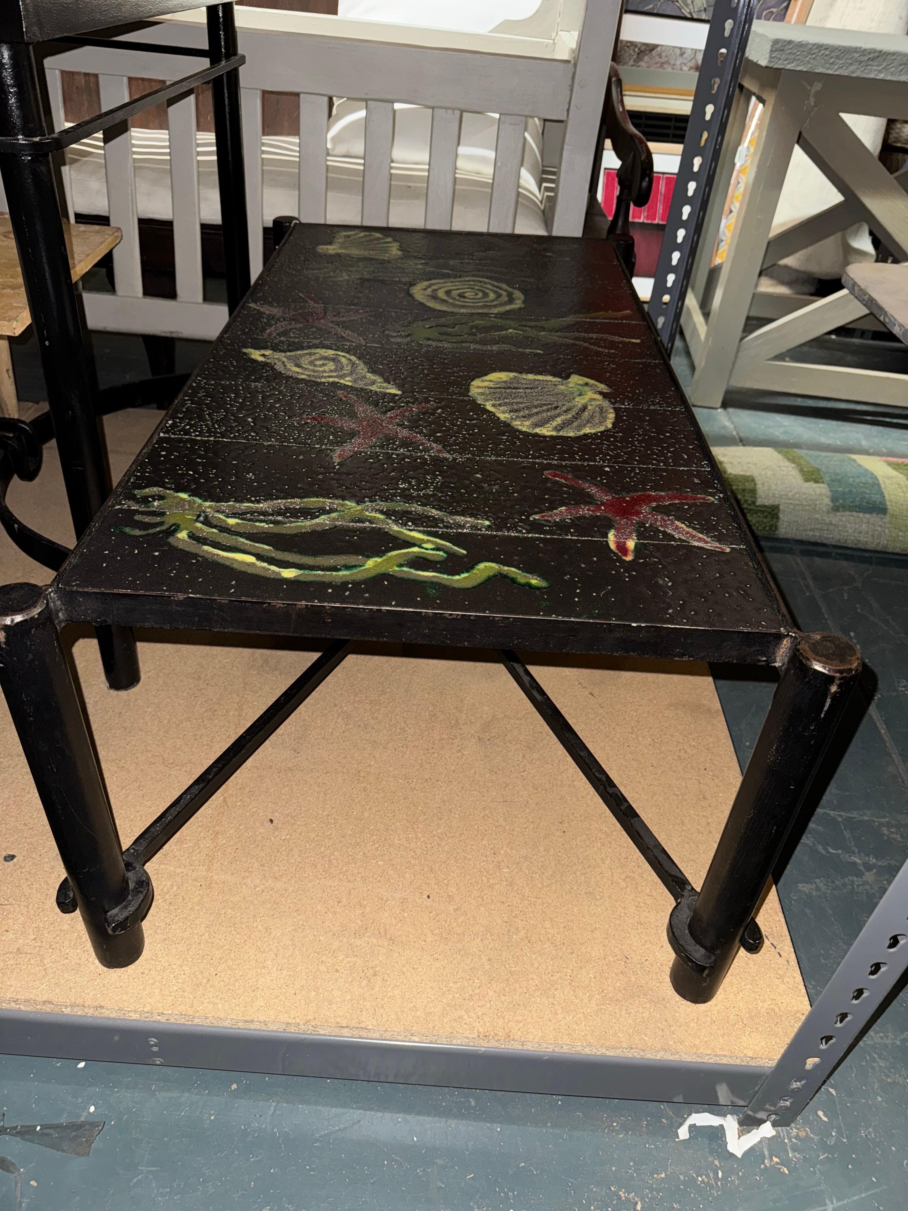 French Cocktail Table (Ocean Motif) by Jacques Adnet For Sale