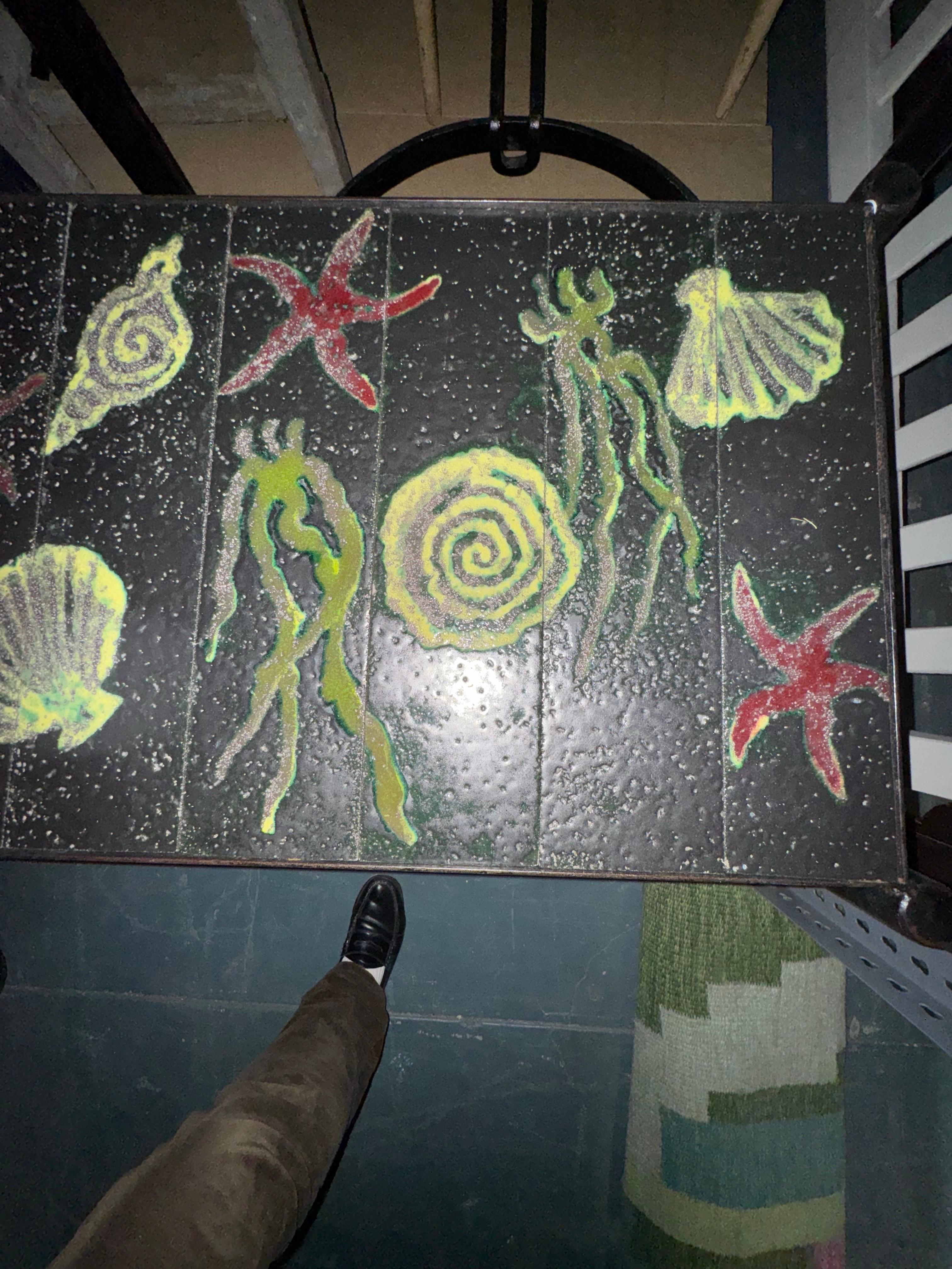 Cocktail Table (Ocean Motif) by Jacques Adnet In Good Condition For Sale In New York, NY