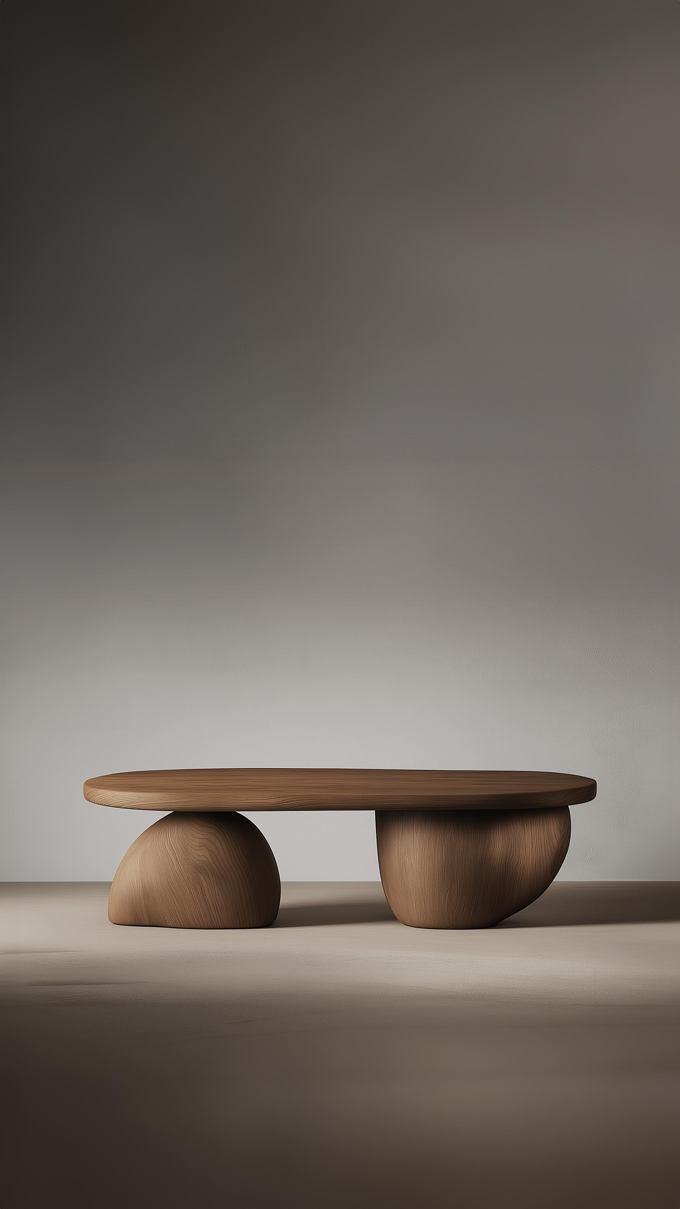 Brutalist Cocktail Table Serie 69 – Sereno by NONO in Solid Wood with Pebble Legs For Sale