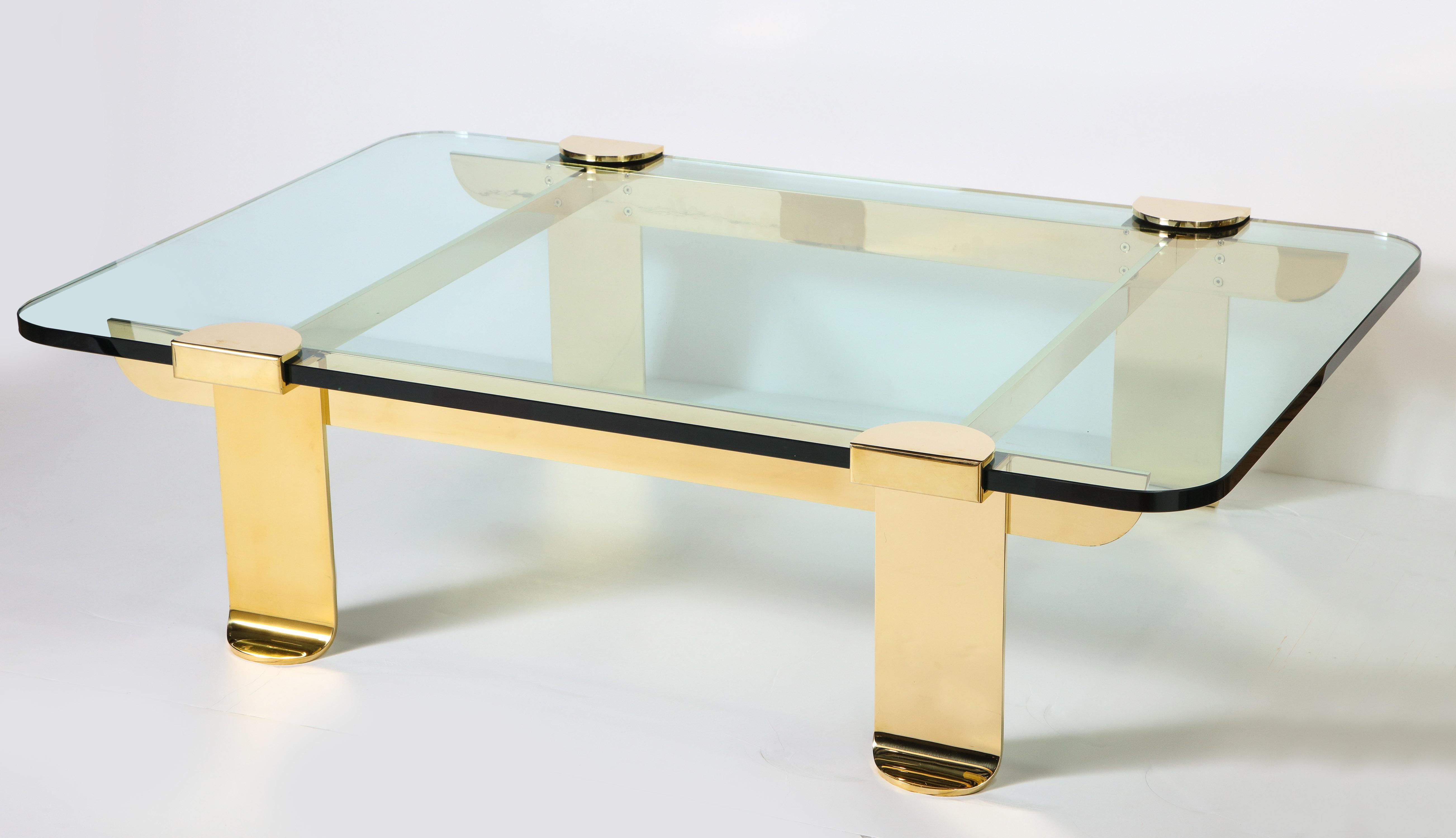 Mid-20th Century Cocktail Table, Solid Brass and Glass Sculpture Table, Italy, circa 1960