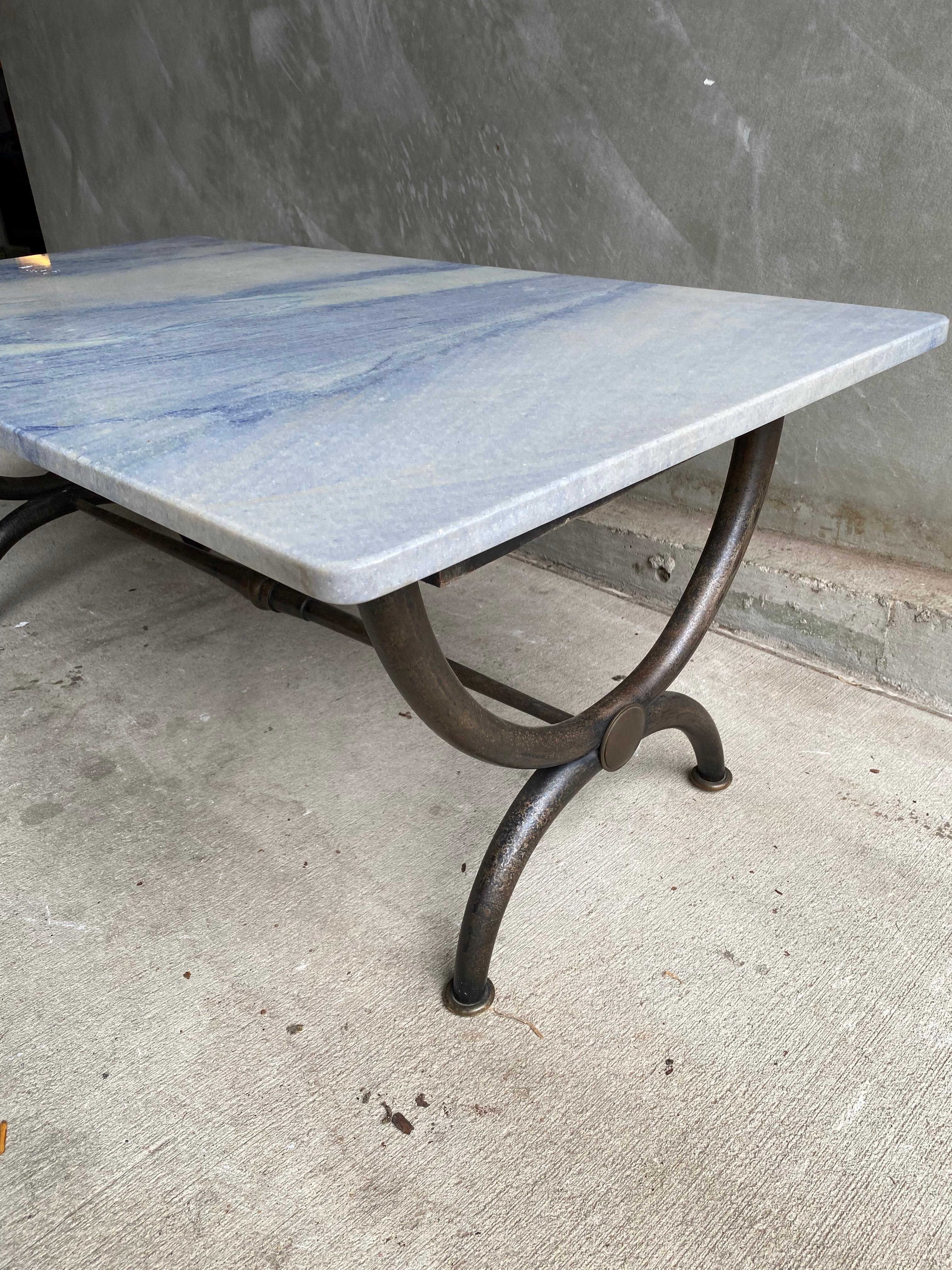 French Cocktail Table with Blue Stone Top, France, 1950's
