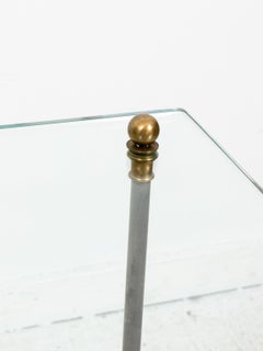 Cocktail Table with Iron Base and Brass Finials on Castors