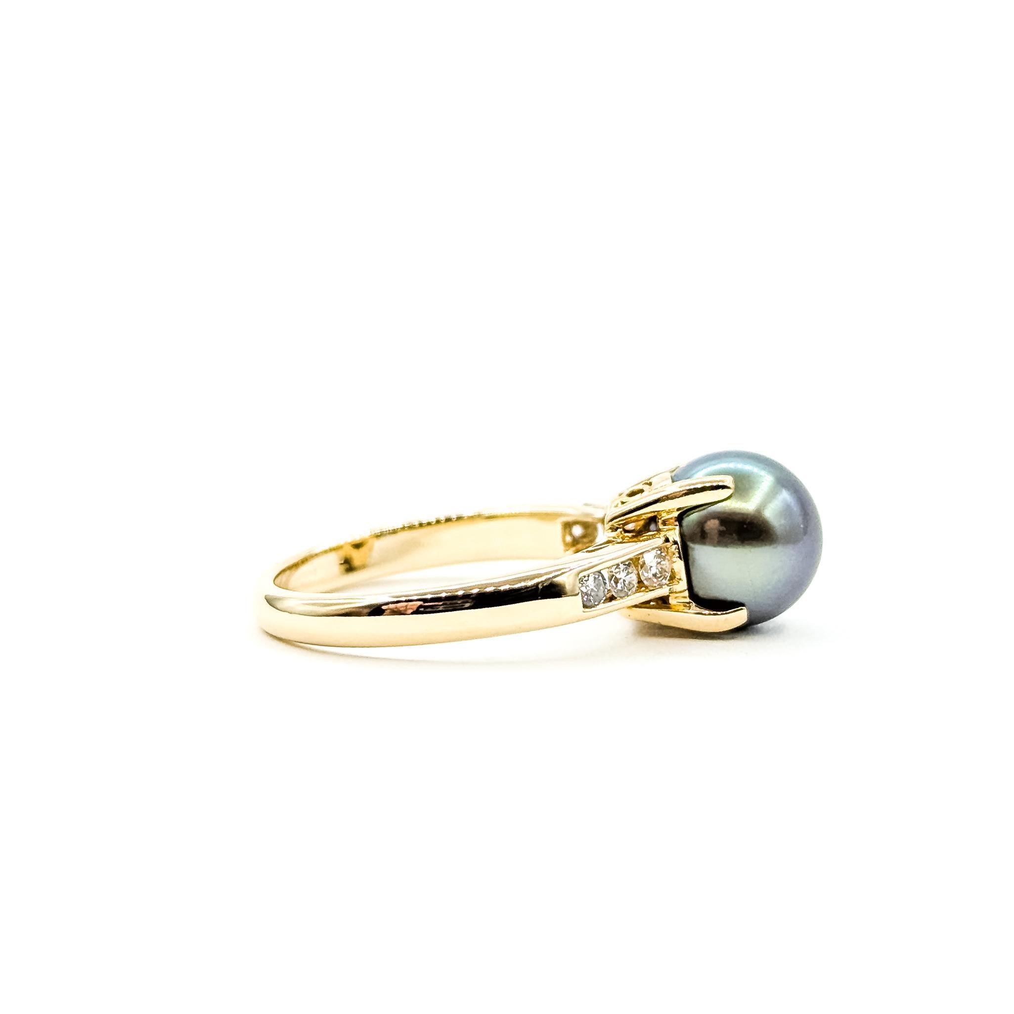 Cocktail Tahitian Pearl & Diamond Ring in 14k im Angebot 1