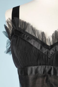 Cocktail top and skirt in black plated tulle and ruffle Renata F