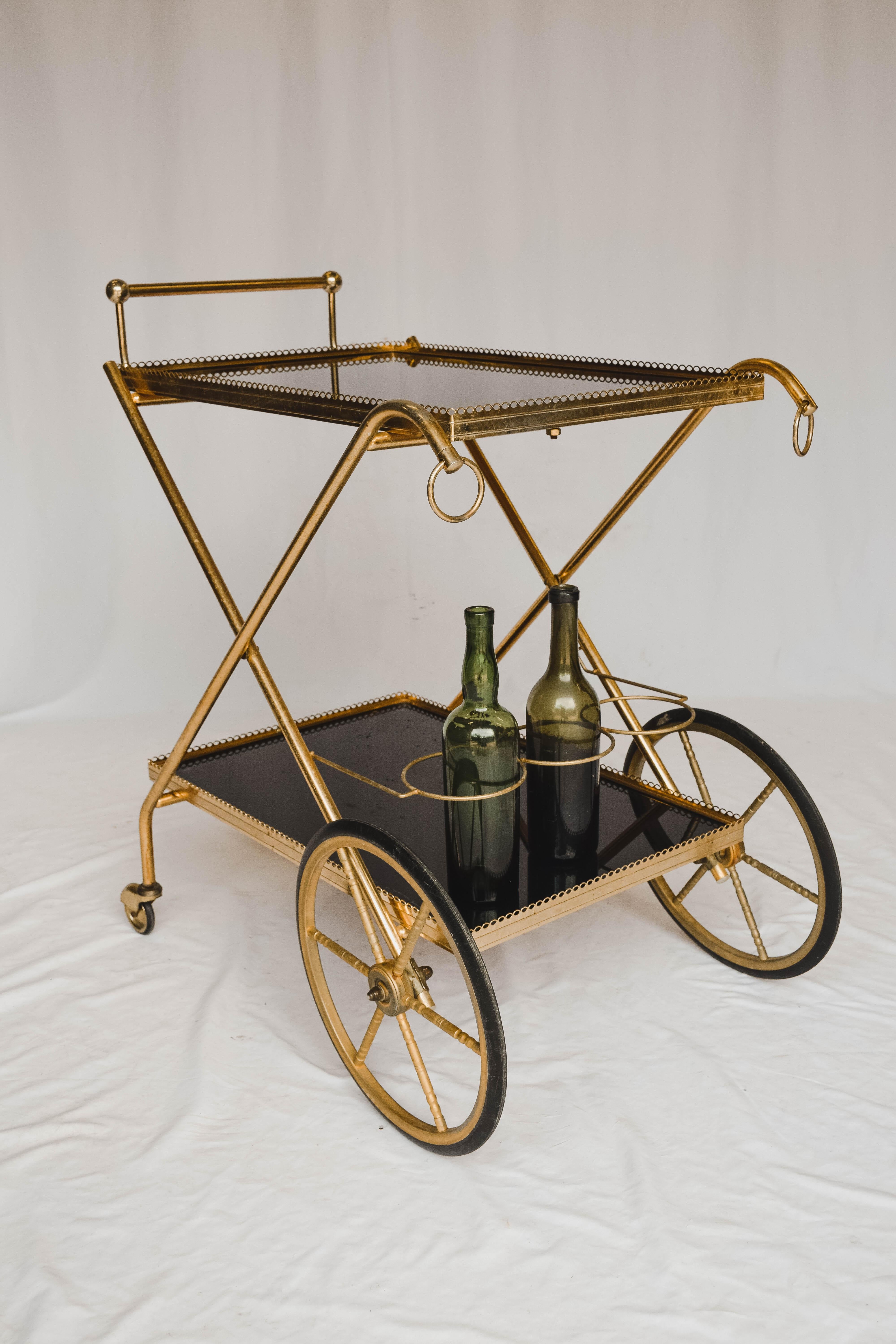 Mahogany and brass cocktail trolly. Bring 