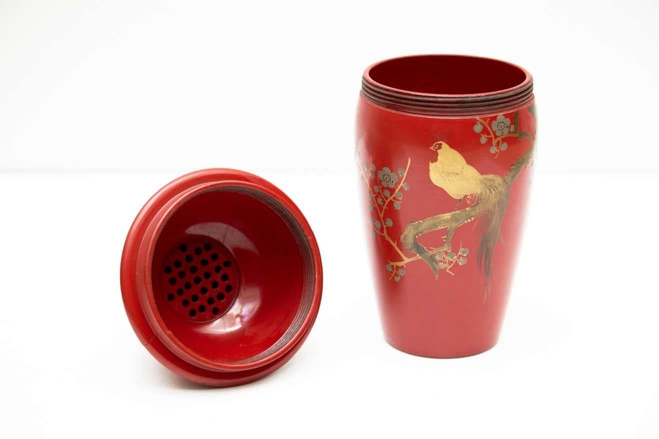 Juego de Cóctel Urushi Japonés Lacado Rojo de Inglaterra, circa 1910 en venta 6