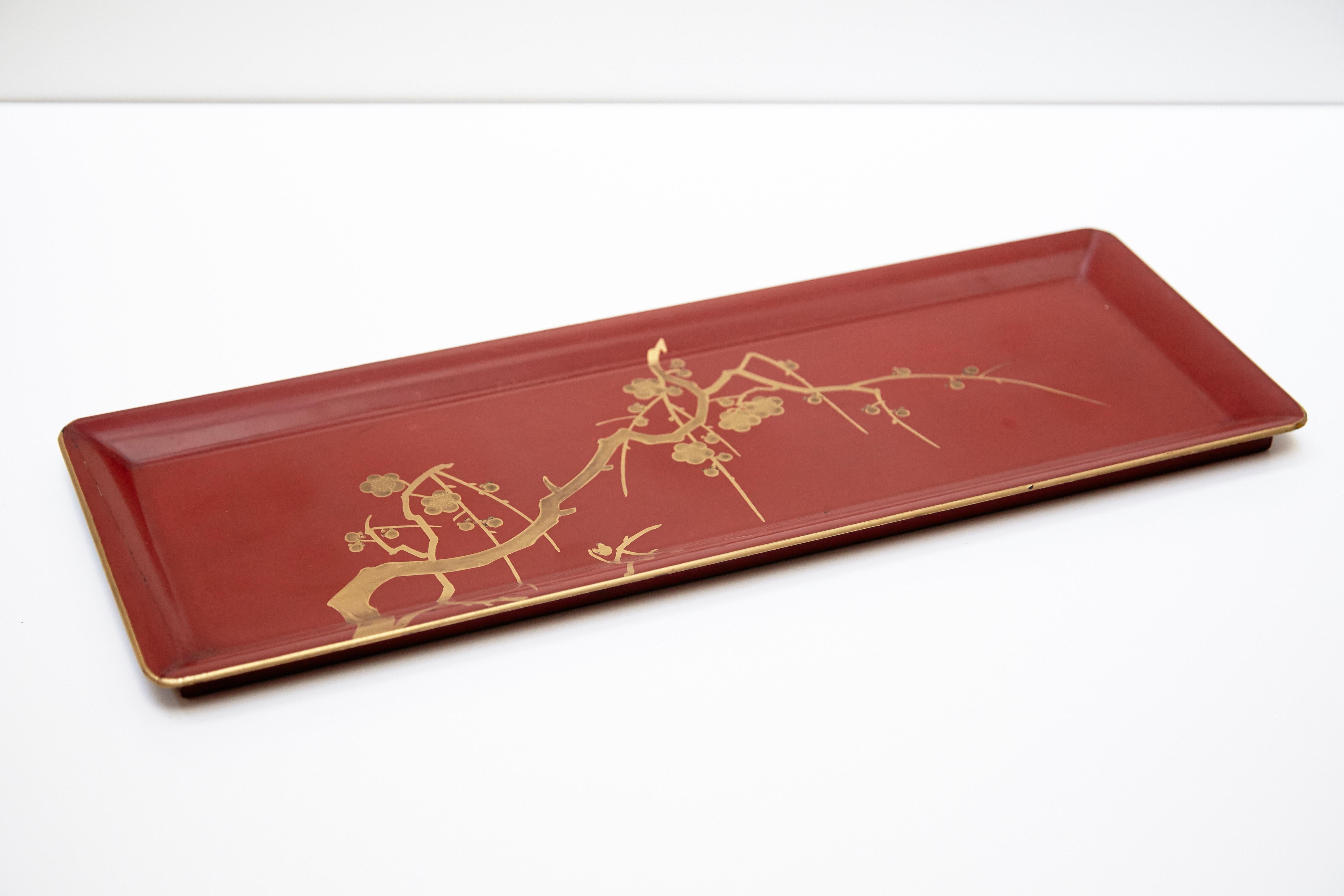 Cocktail Urushi Japanese Red Lacquered Set from England, circa 1910 6