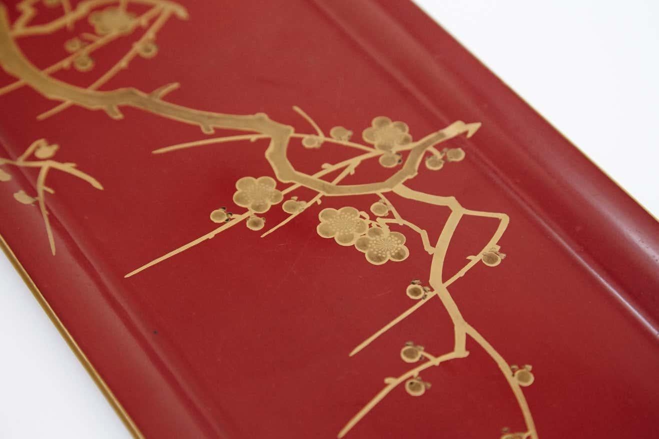Juego de Cóctel Urushi Japonés Lacado Rojo de Inglaterra, circa 1910 en venta 9
