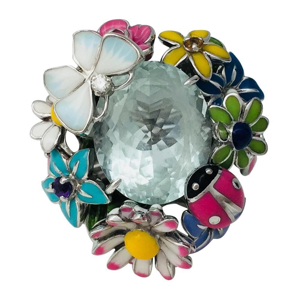 Dior Ring, Diorette Collection with aquamarine and enamel.