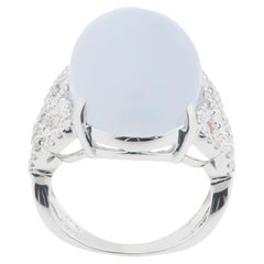 Cocktailring Chalcedony 0.40ct. Brilliants 18k White Gold