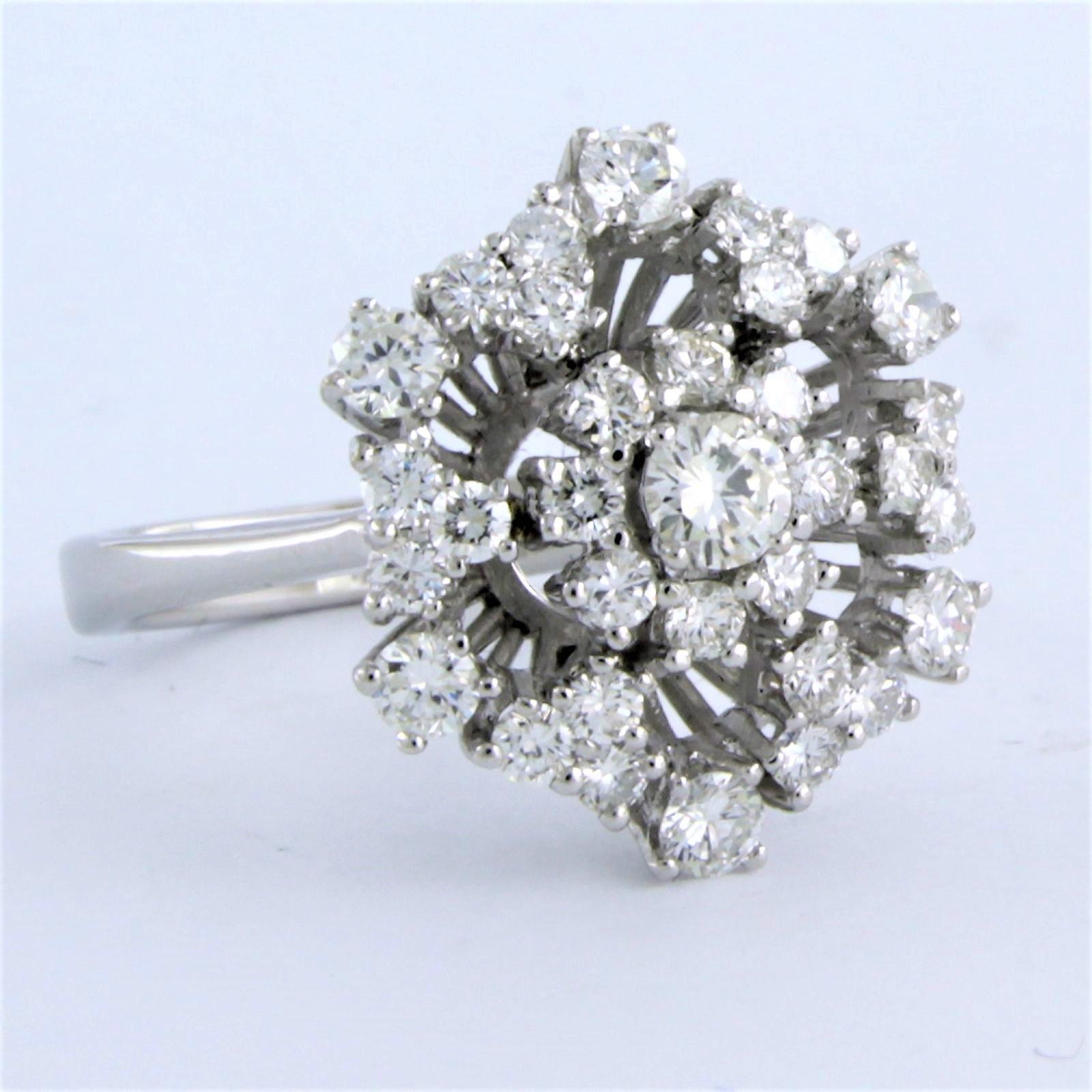 Cocktal ring set with diamonds 14k white gold For Sale at 1stDibs