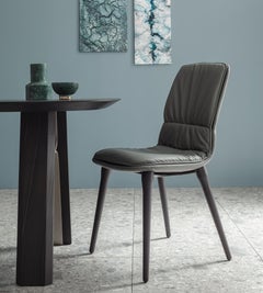Coco Anthracite Leather and Dark Oak Chair by Morica Design