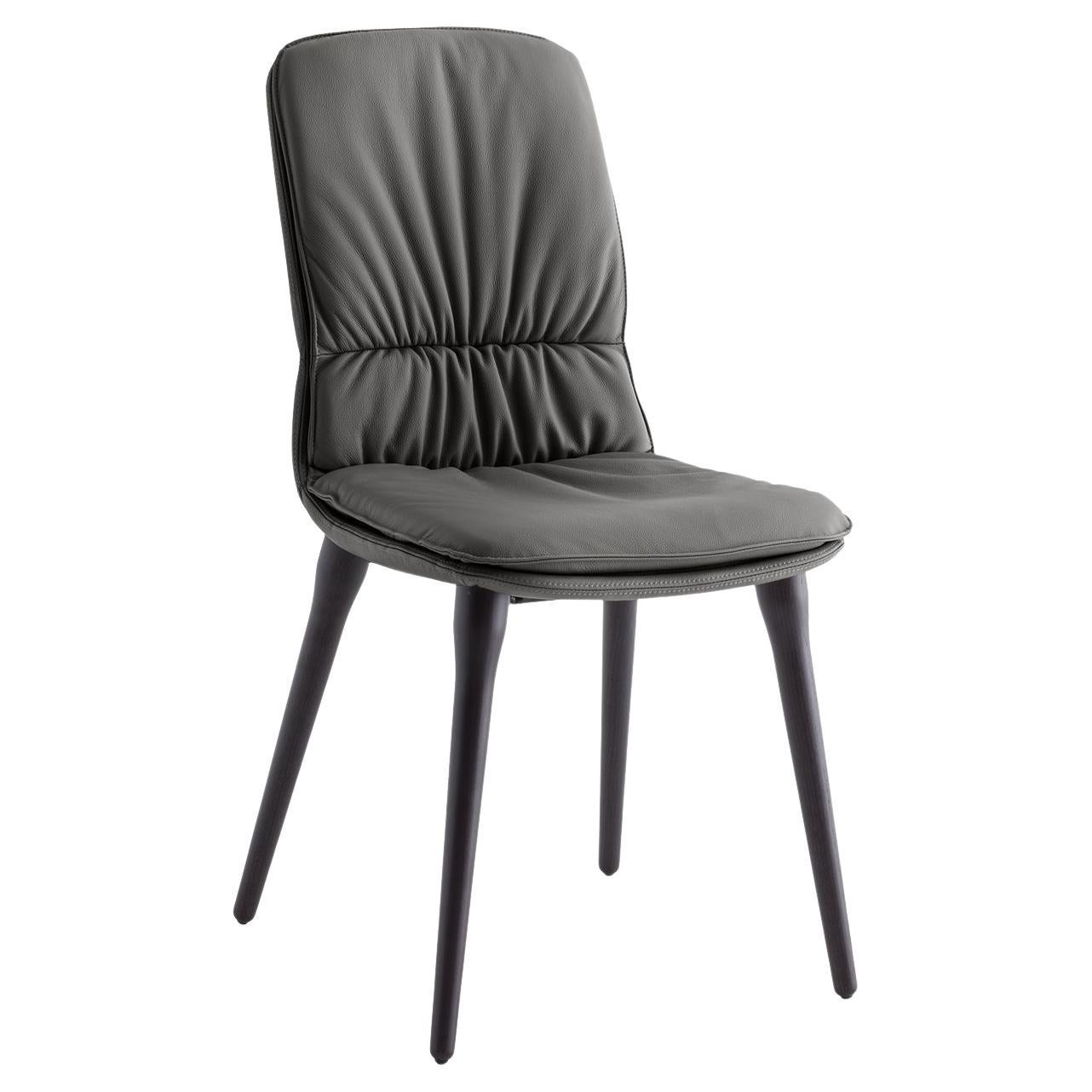 Coco Anthracite Leather and Dark Oak Chair by Morica Design