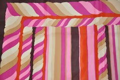 Coco Brown Border with Multicolor "Candy Canes" Scarf
