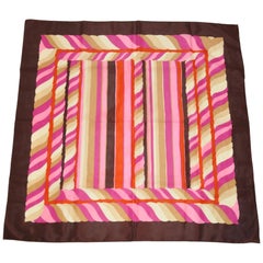 Vintage Coco Brown Border with Multicolor "Candy Canes" Scarf