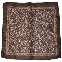 Coco Brown Border With "Winter's Branches" Silk Handkerchief