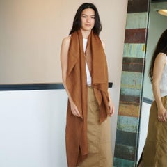 Coco Brown Soft Classic Modern Artisanal Handwoven Linen Silk Scarf