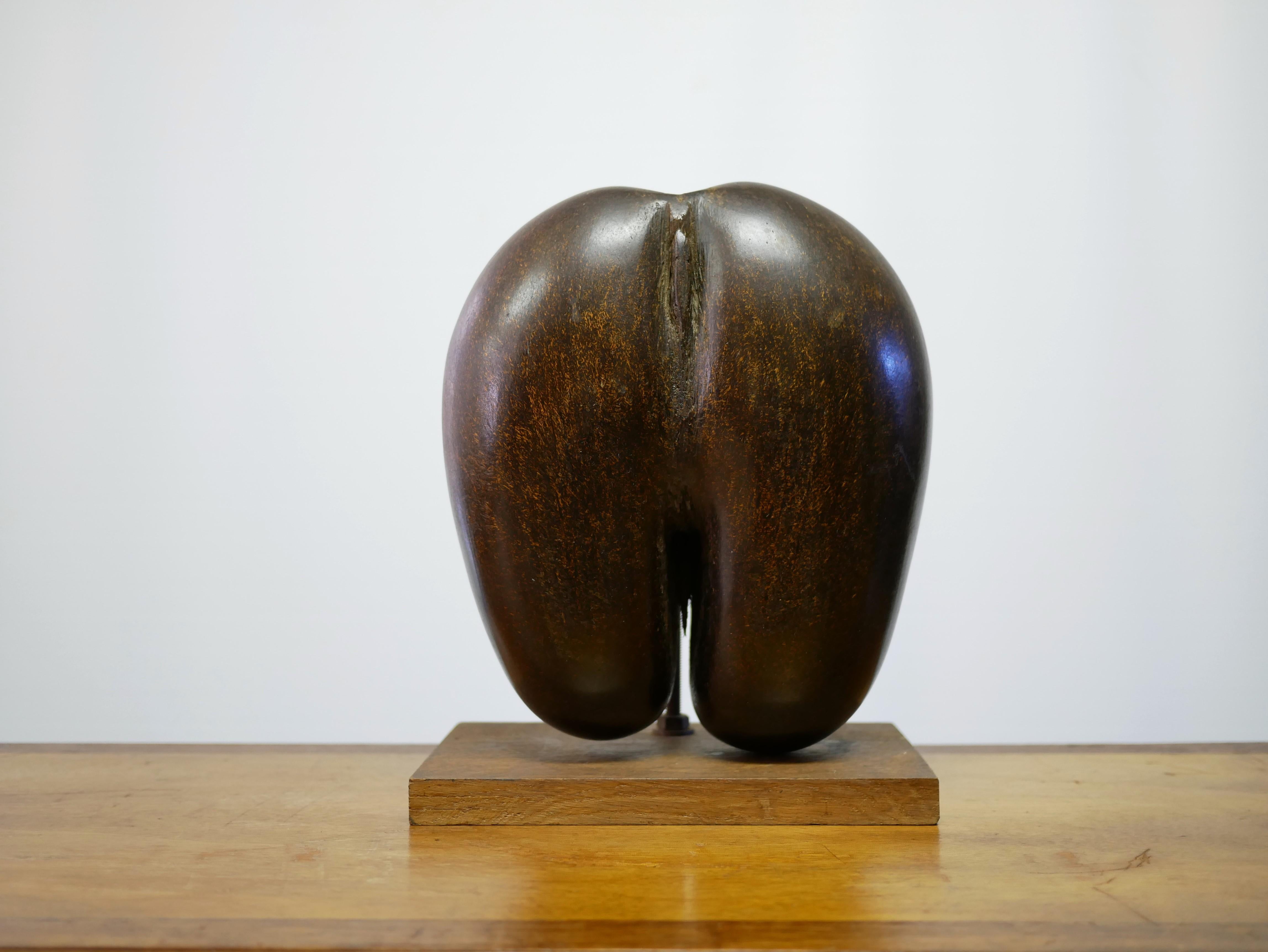 Coco-butts mounted on a base (by the previous owners) dating from the 70s. 

Coconut, Lodoicea maldivica, is a fruit from the “sea coconut palm”. This is a species endemic to the Seychelles. It is the largest seed in the world.
 
With its soft lines