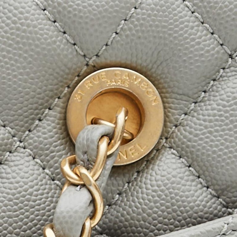 Coco Caviar Quilted Medium Coco Handle Shopping Tote Grey (2019)