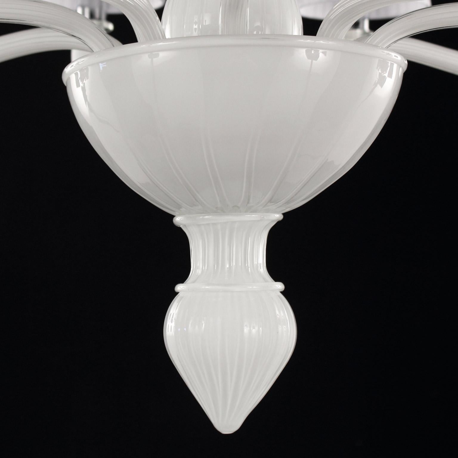 Other Chandelier 9arms White encased Murano Glass, Lampshades by Multiforme in stock For Sale