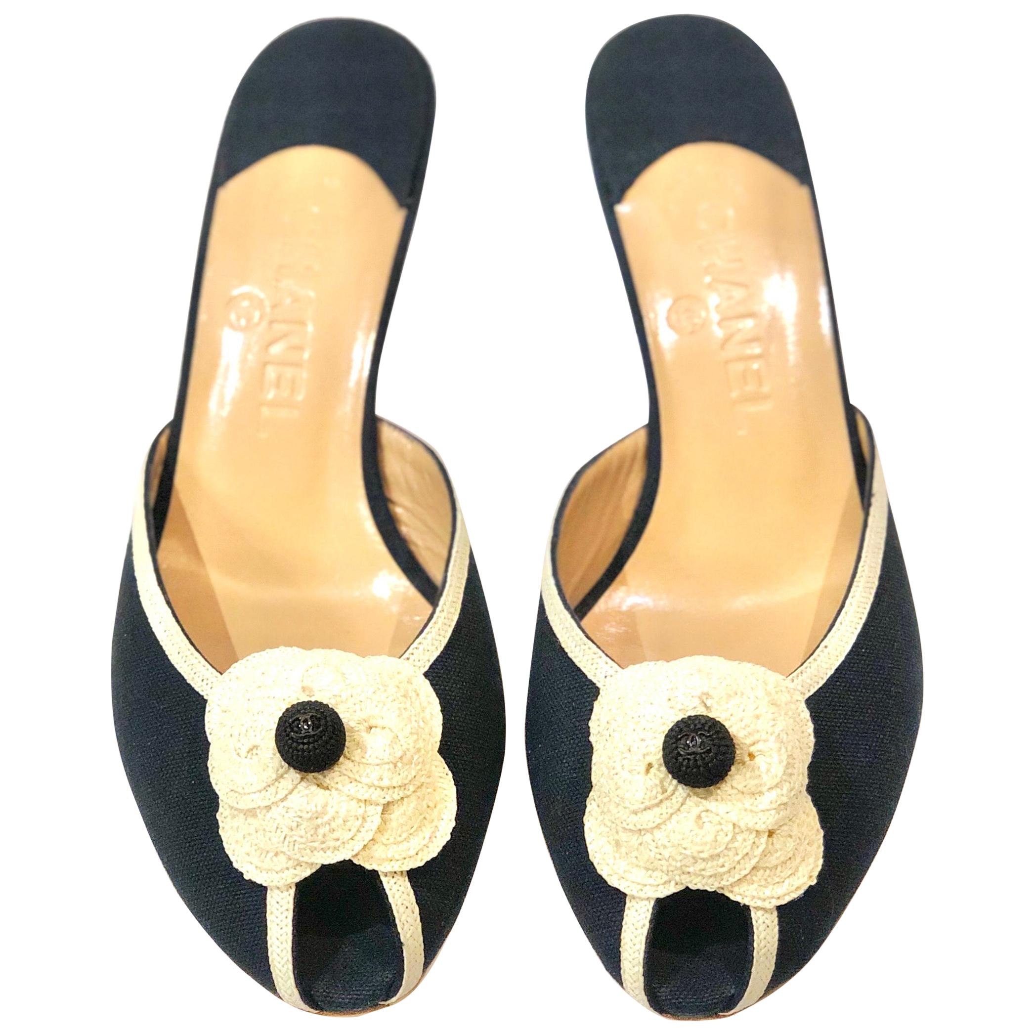 Coco Chanel Camellia Low Heels Sandals 