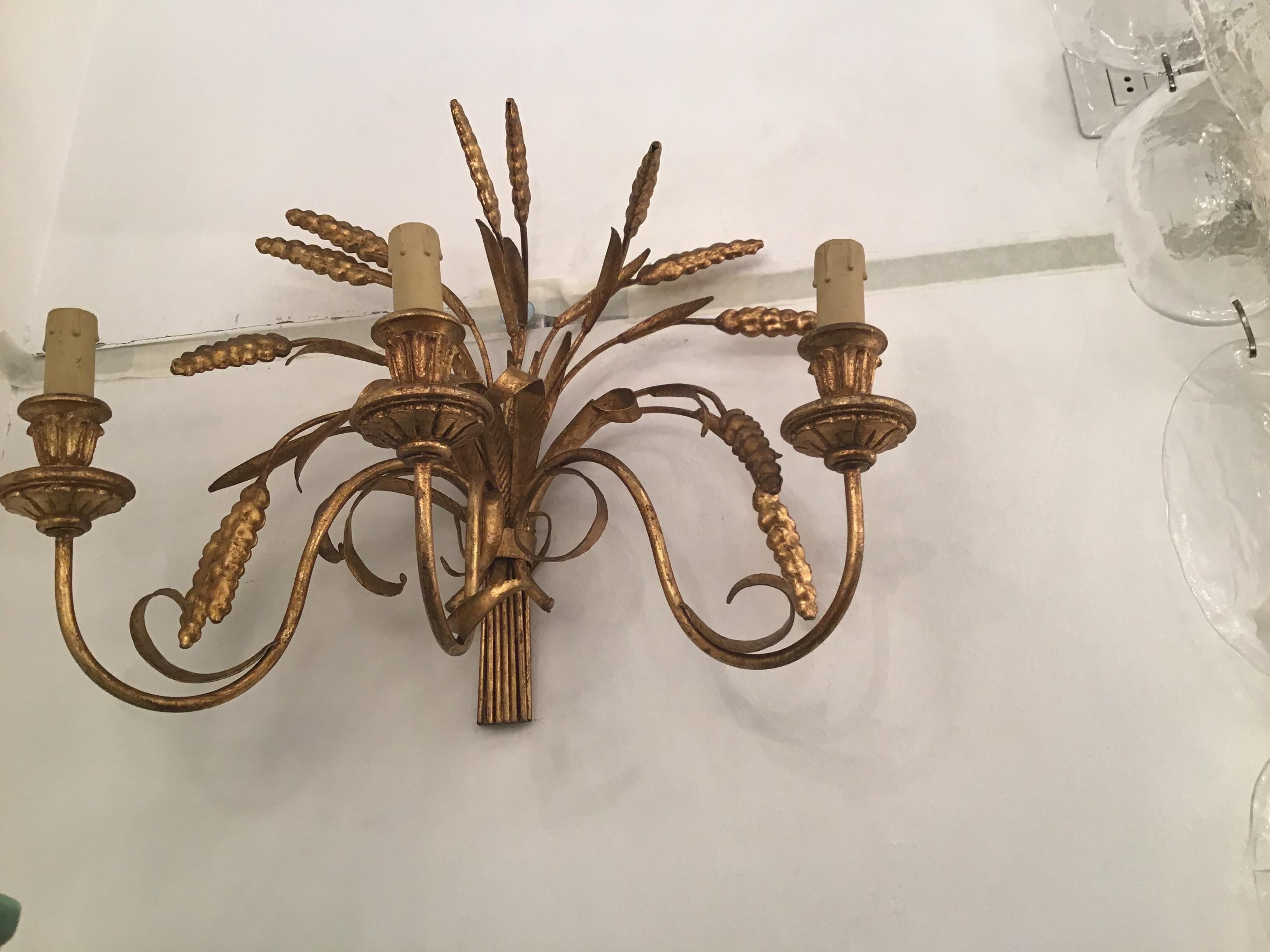 Coco Chanel “Fasce Di Grano” N 4 Sconces Golden Natural Iron For Sale 1