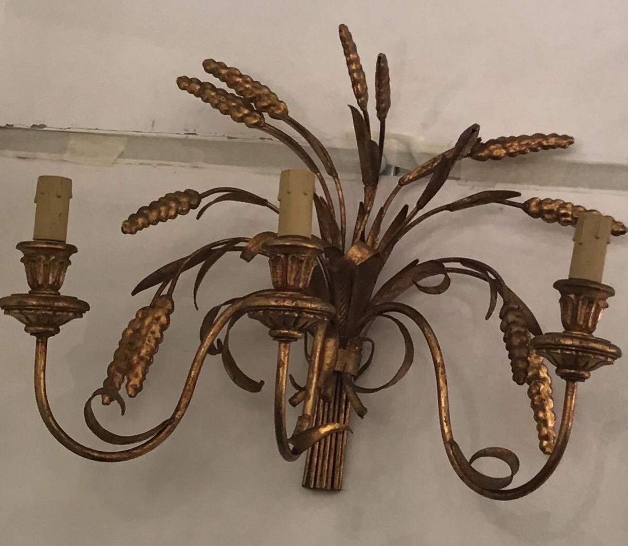 Other Coco Chanel “Fasce Di Grano” N 4 Sconces Golden Natural Iron For Sale