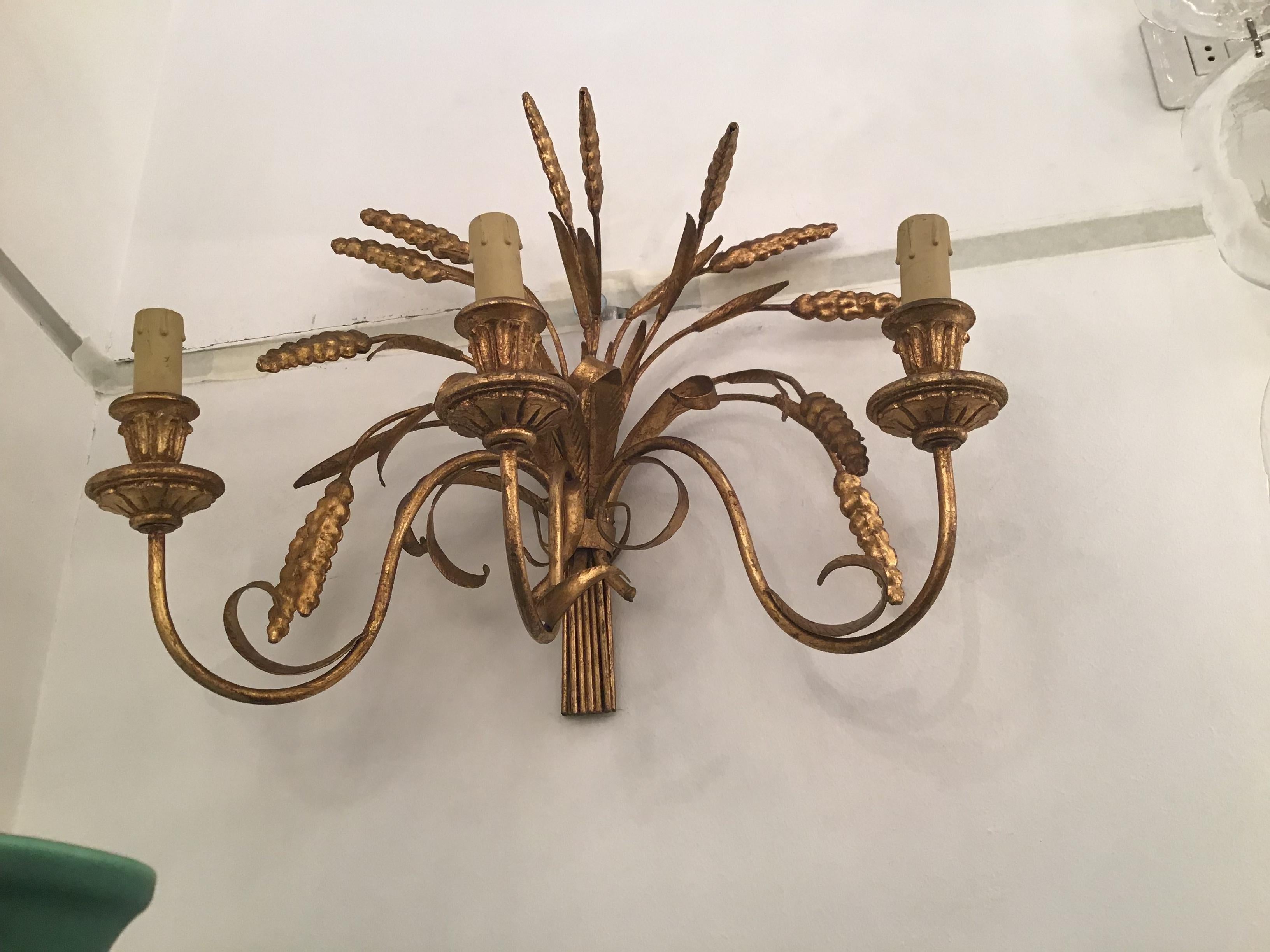 Coco Chanel “Fasce Di Grano” N 4 Sconces Golden Natural Iron In Good Condition For Sale In Milano, IT