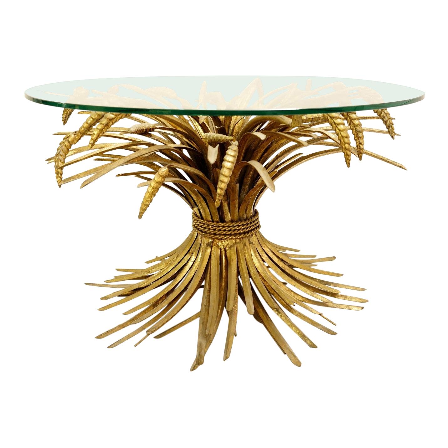 "Coco Chanel" Gilt Sheaf of Wheat Coffee Table, 1970s