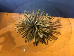 Coco Chanel Wheat Sheaf Gilt Metal Circular Glass Table