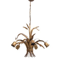 Coco Chanel Gold Leaf ‘Sheaf of Wheat’ Chandelier by Maison Baguès, France