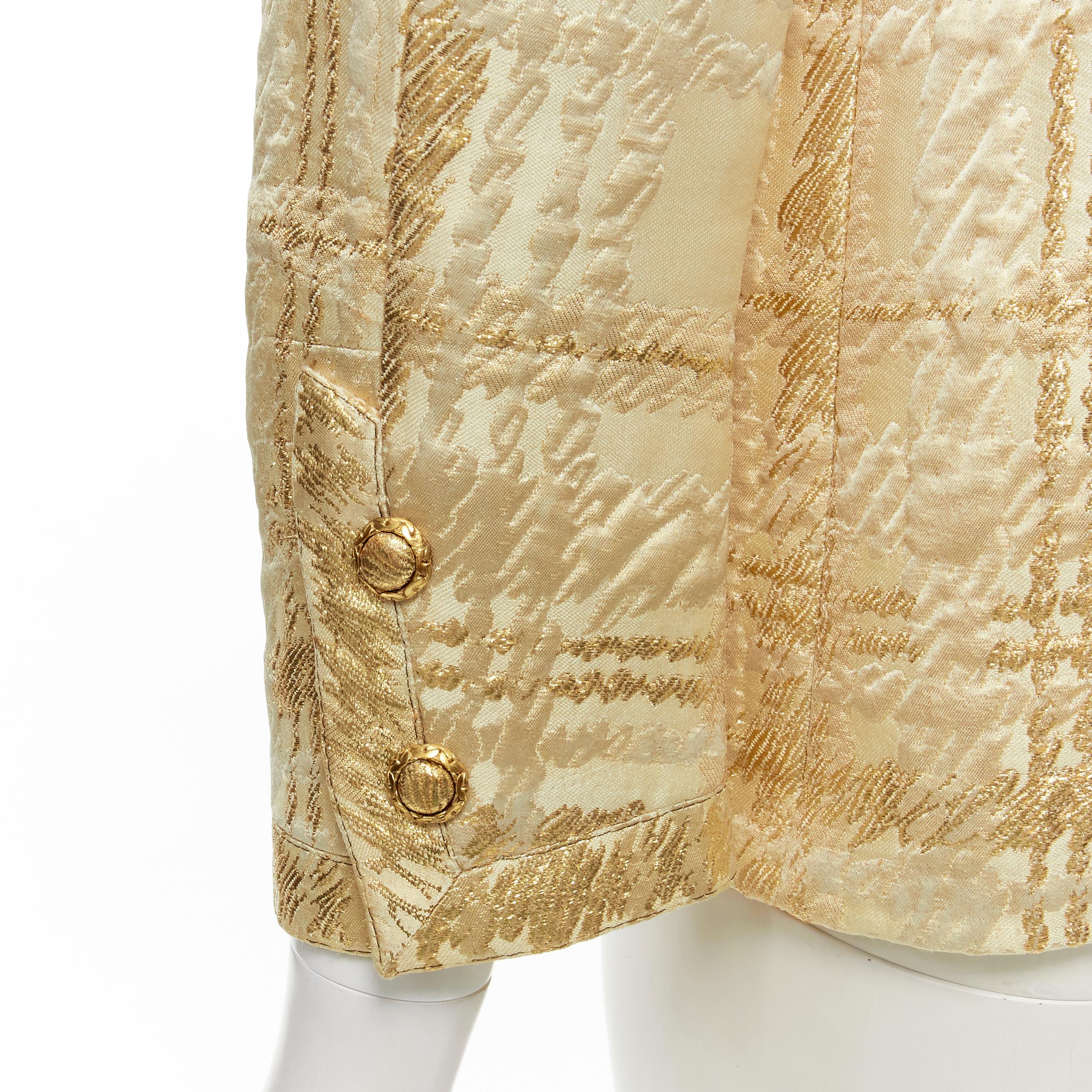 COCO CHANEL HAUTE COUTURE 1960's gold jacquard check jacket L For Sale 5