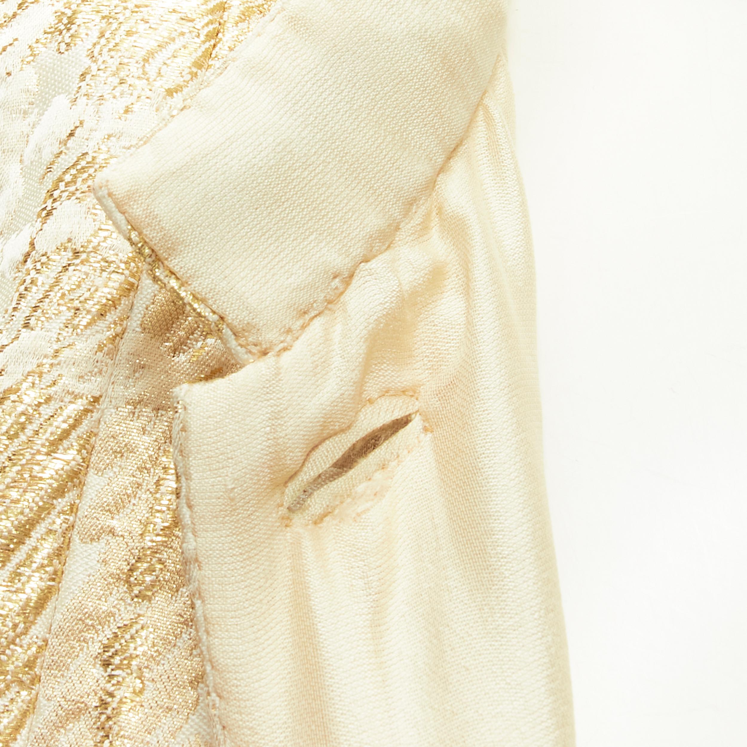 COCO CHANEL HAUTE COUTURE 1960's gold jacquard check jacket L For Sale 7