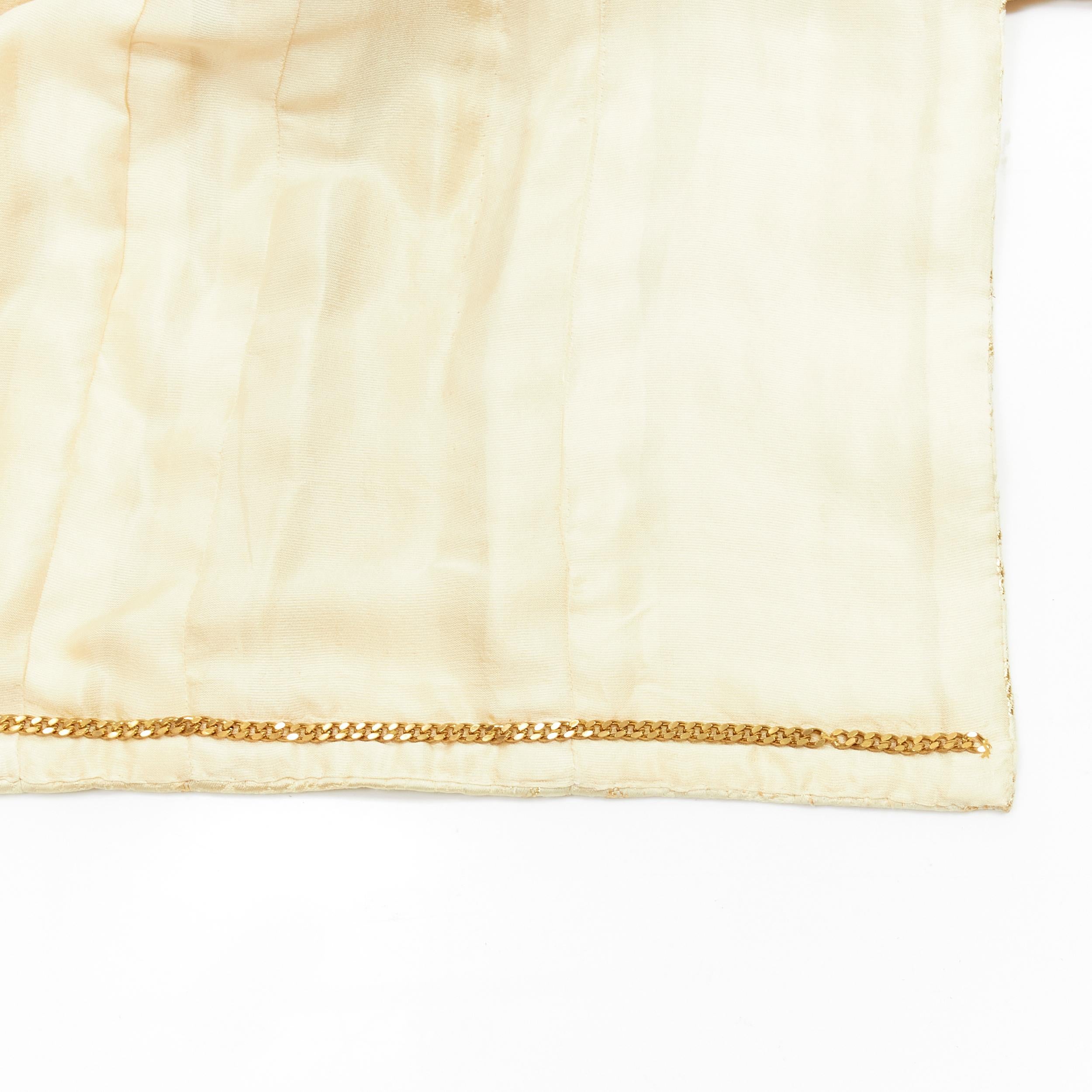 COCO CHANEL HAUTE COUTURE 1960's gold jacquard check jacket L For Sale 8