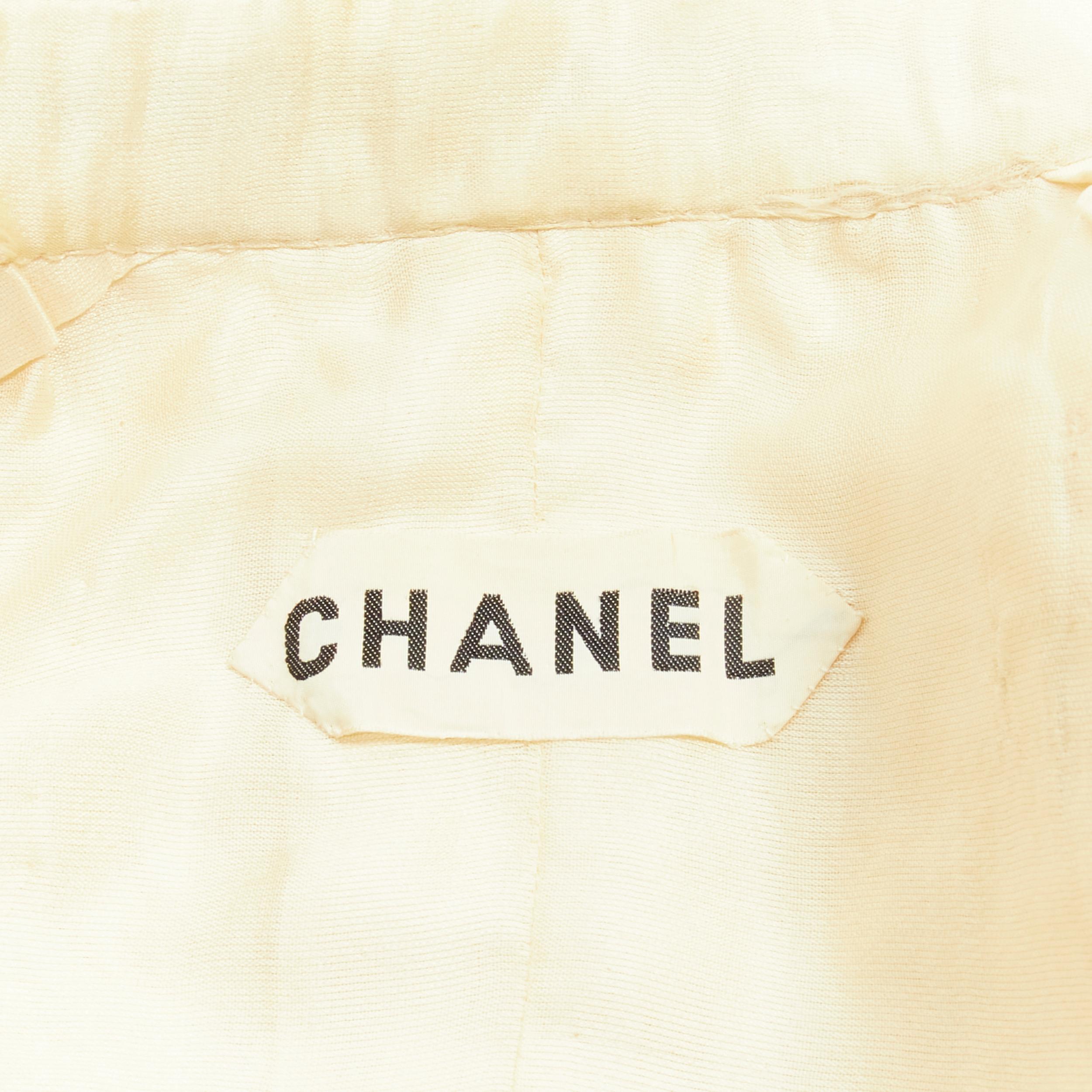 COCO CHANEL HAUTE COUTURE 1960's gold jacquard check jacket L For Sale 9