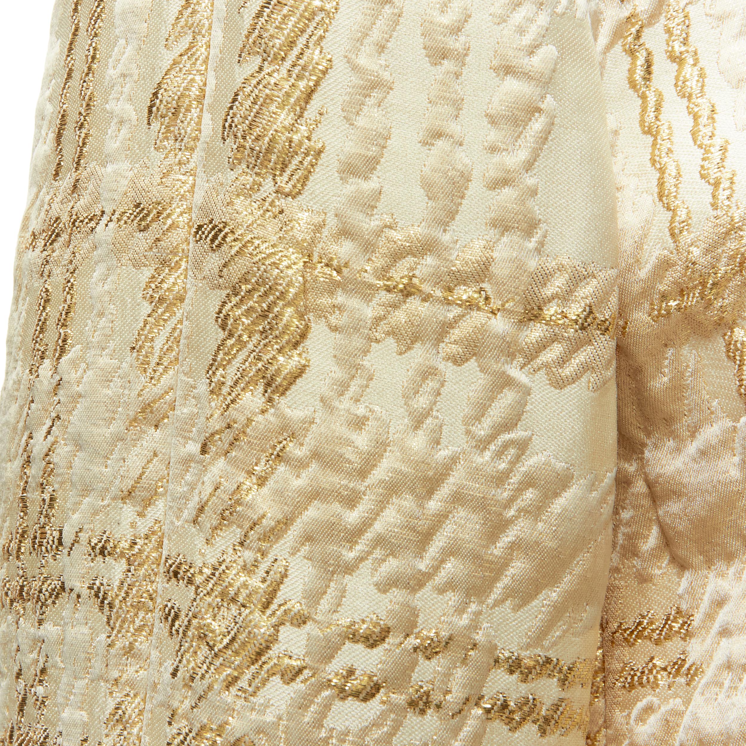 COCO CHANEL HAUTE COUTURE 1960's gold jacquard check jacket L For Sale 4