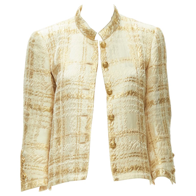 COCO CHANEL HAUTE COUTURE Chaqueta de cuadros en jacquard dorado - Main Image