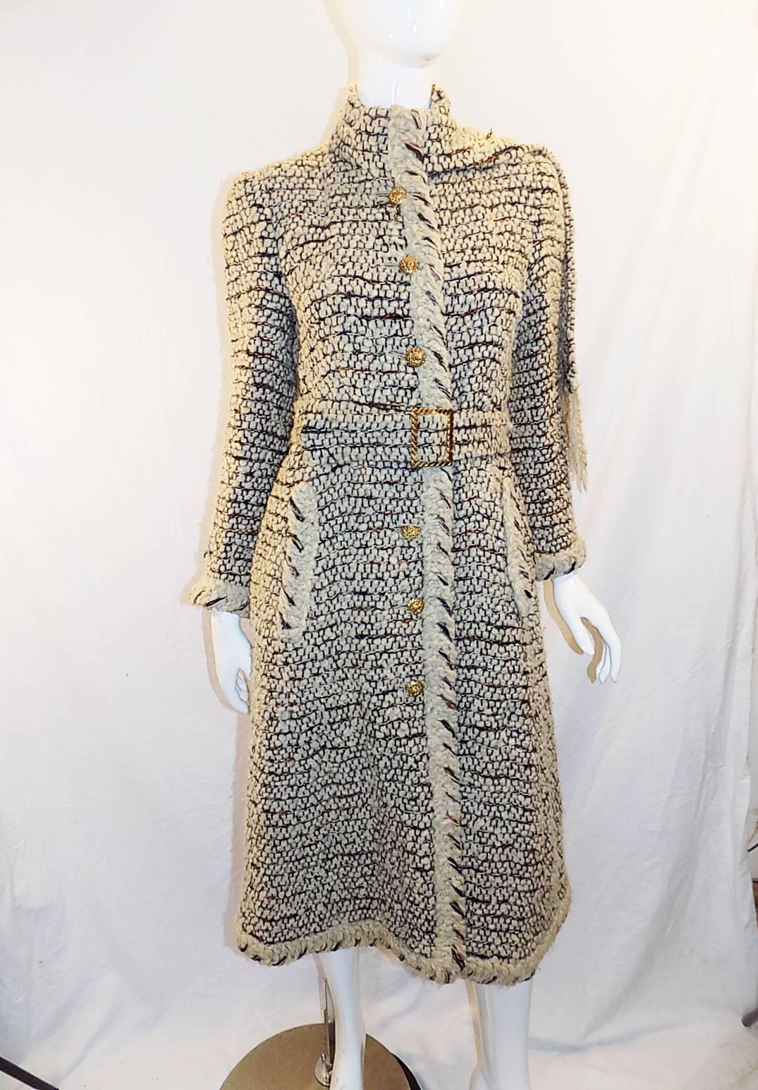 This is truly spectacular wool knit buckle  coat Chanel Haute Couture 1979. Special order in Paris for one of my clients. Original receipt is included from Chanel atelier in Paris.  So beautiful and evergreen. It will never go out of style.