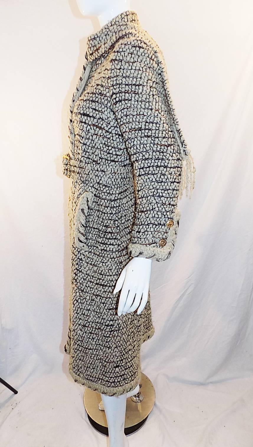 Gray Coco Chanel Haute Couture Coat with belt, 1979 For Sale