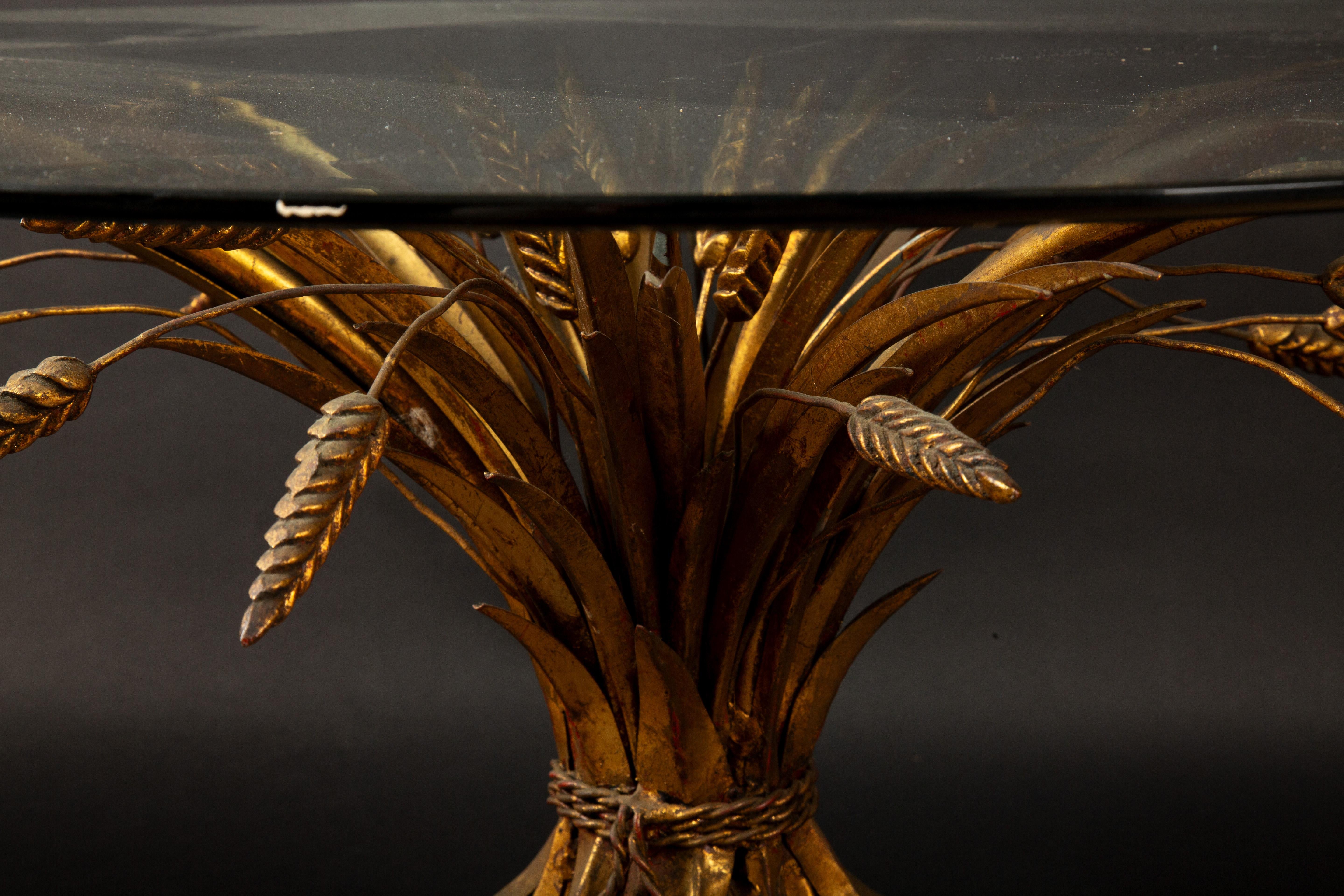 Mid-Century Modern Coco Chanel-inspired 1960s Gilt Sheaf of Wheat Coffee Table: Timeless Elegance  For Sale