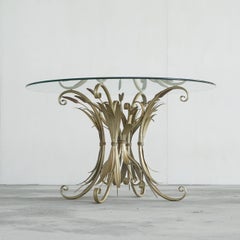 Coco Chanel 'Sheaf of Wheat' Coffee or Side Table with Glass Top Mid Century