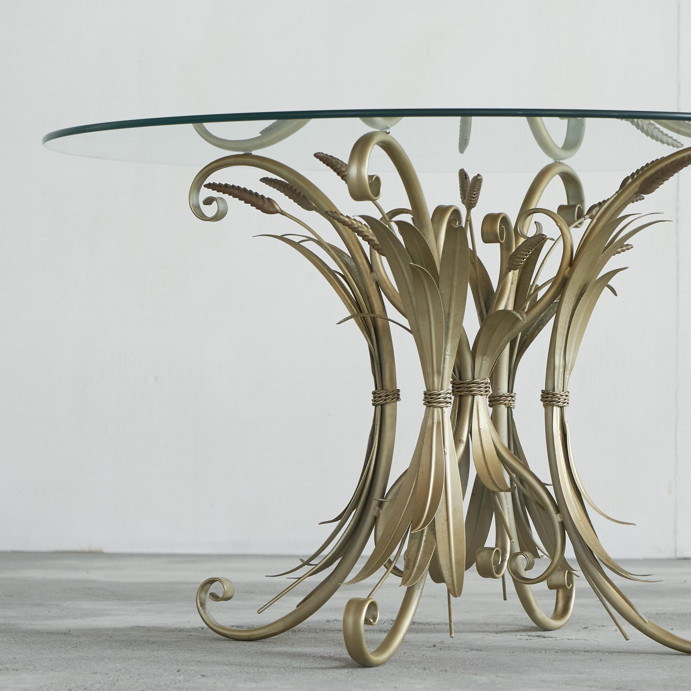 Table basse ou d'appoint Coco Chanel 'Sheaf of Wheat' avec plateau en verre mi-siècle en vente 1