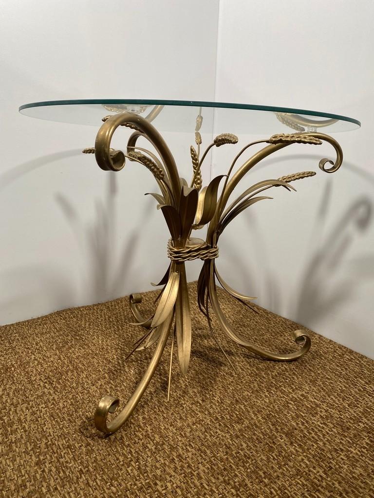 Late 20th Century Coco Chanel sheaf of wheat side table- Hollywood Regency Style For Sale
