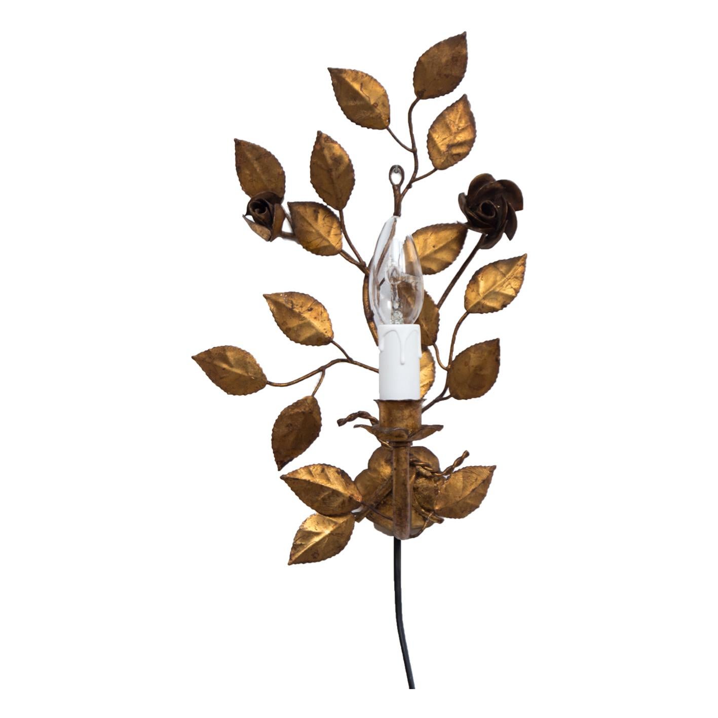 Coco Chanel Style Florentine Wall Lamp Brass with Gold-Finish, 1950s