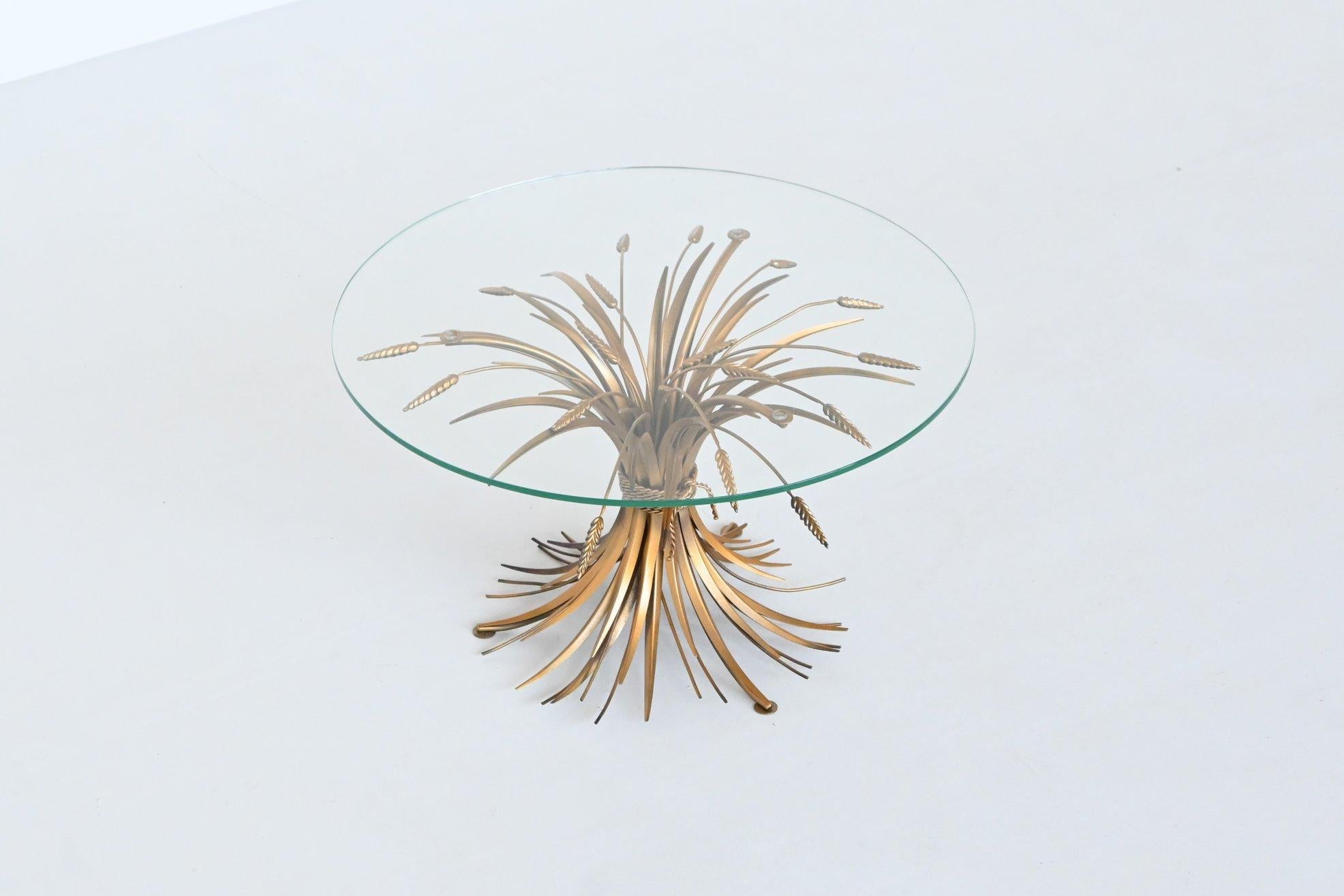 Coco Chanel style Sheaf of Wheat coffee table gilt metal France 1960 In Good Condition In Etten-Leur, NL
