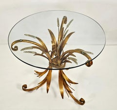 Coco Chanel Style Sheaf of Wheat Metal and Glass Side Table