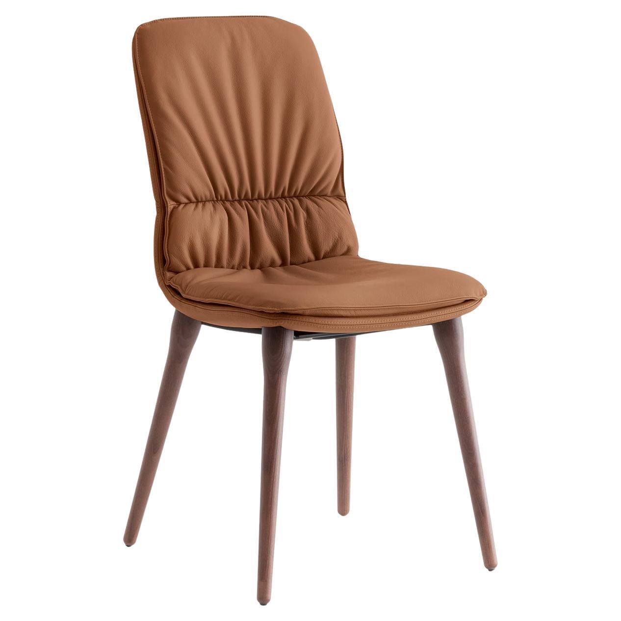 Coco Cognac Leather and Walnut Chair by Morica Design