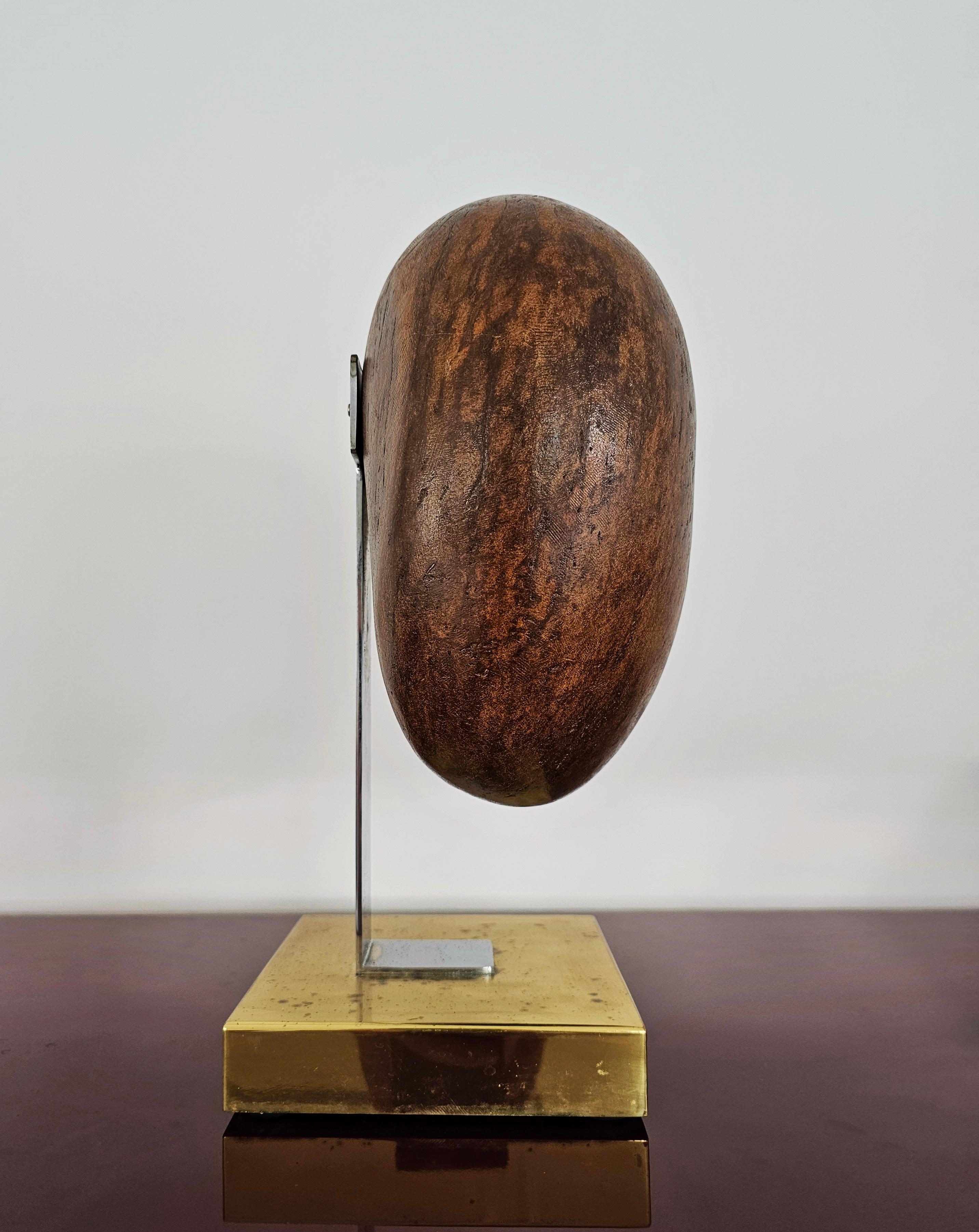 Coco De Mer or Double Coconut Sculpture on Brass Stand, France 1970s In Good Condition For Sale In Beograd, RS