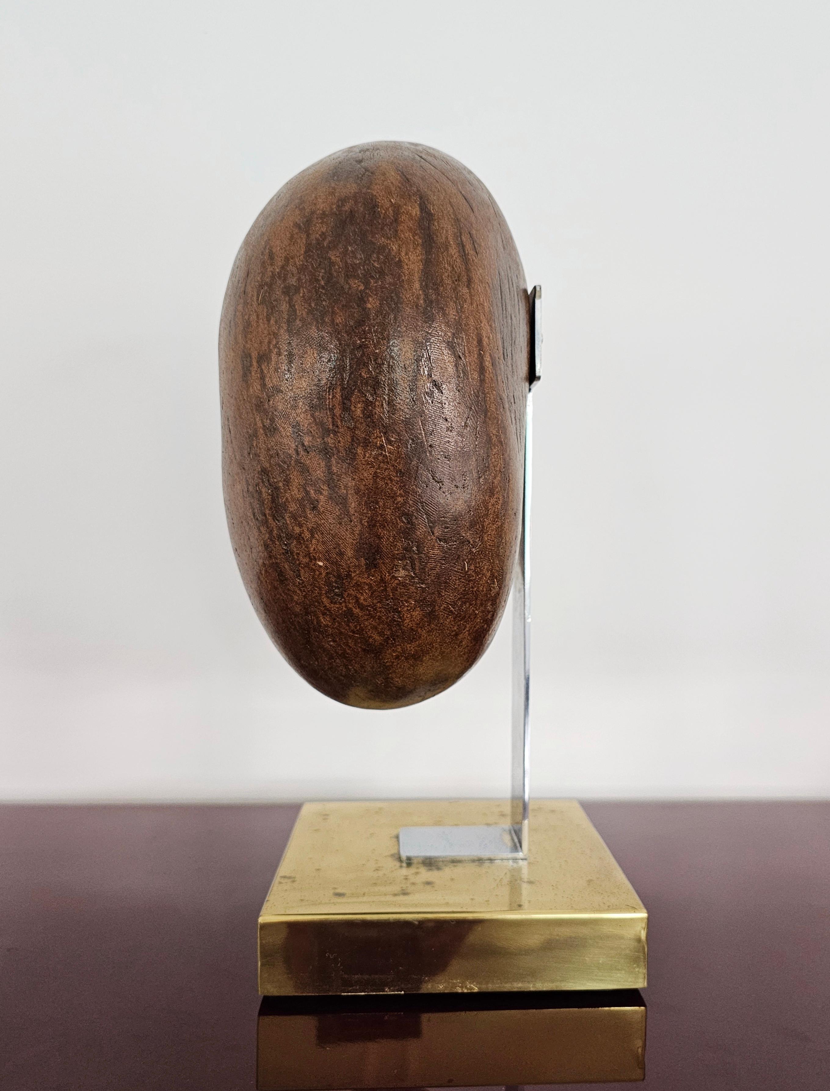 Coco De Mer or Double Coconut Sculpture on Brass Stand, France 1970s For Sale 2