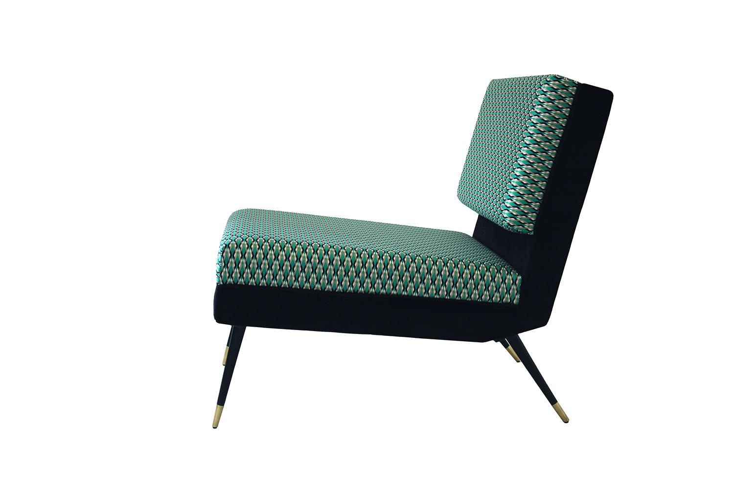 Cocò, Geometric-Shaped Armchair with Vintage Look - Green In New Condition For Sale In Tradate, IT